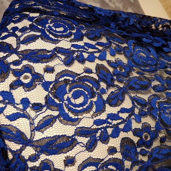 Sole Dione Studio Blue Flower Design Sheer Lace Look Overshirt Sz 3X - Picture 6 of 8